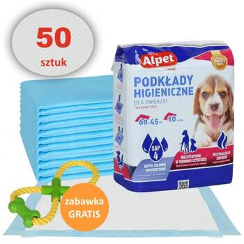 Alpet Podkłady higieniczne dla zwierząt do treningu czystości 60x45 cm 50szt. + gratis